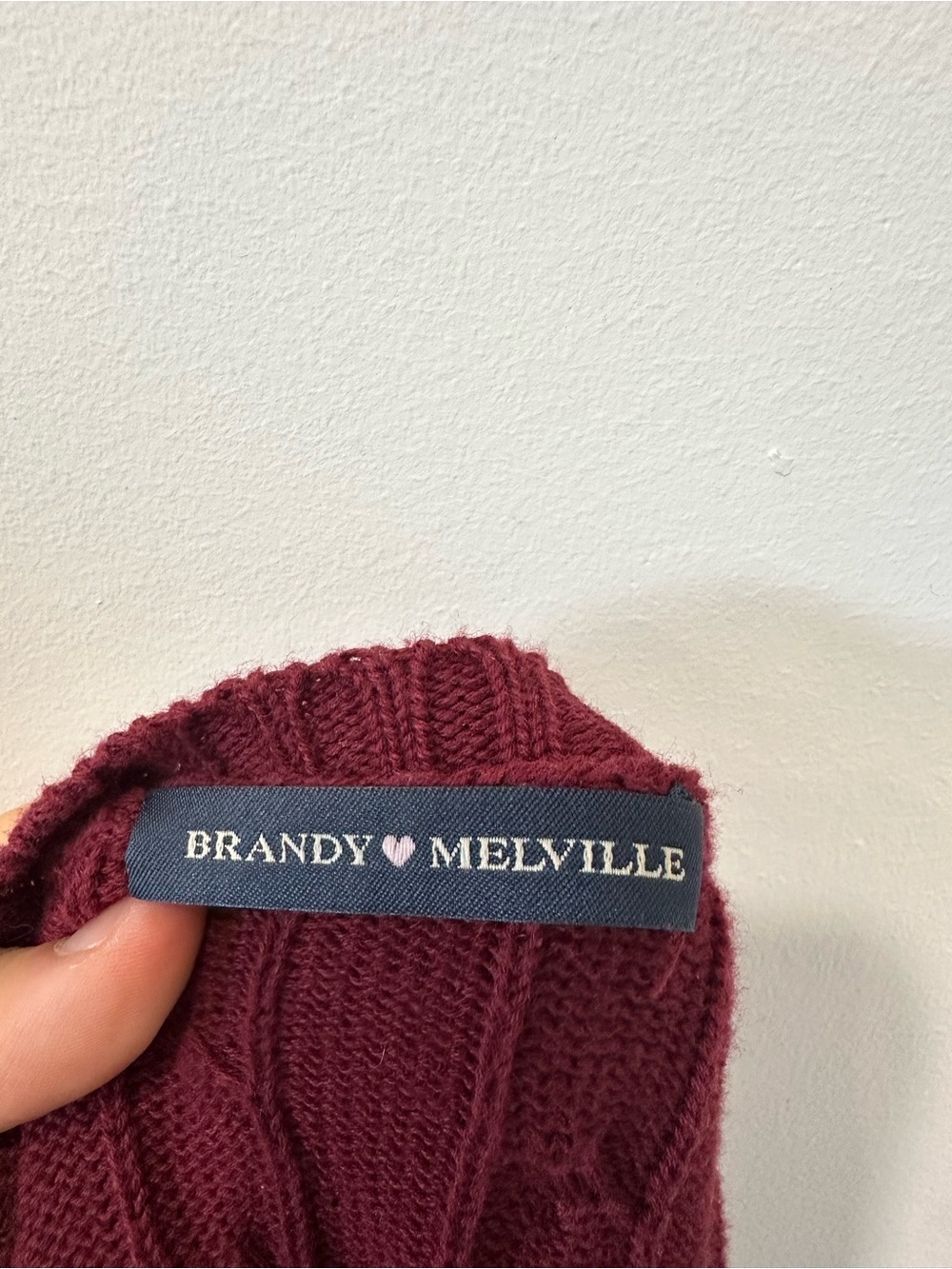 Brandy Melville Burgundy Cable Knit Button-Up Cardigan - Picture 3 of 3